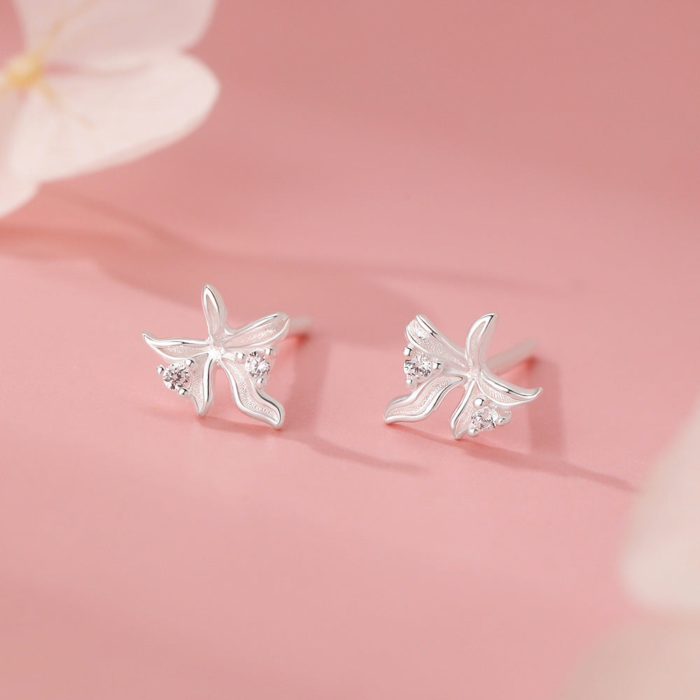 D廠【YC3259E】足銀S999高級感甜美蘭花耳環女清新森系韓風氣質小眾精緻耳飾
 26.01-2