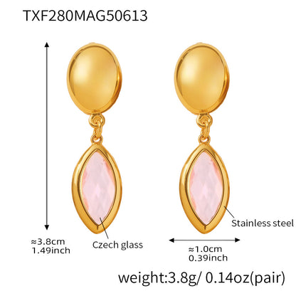 B廠【TXF280】歐美飾品不銹鋼捷克玻璃吊墜耳環小眾輕奢風超閃耳飾不掉色 25.06-3