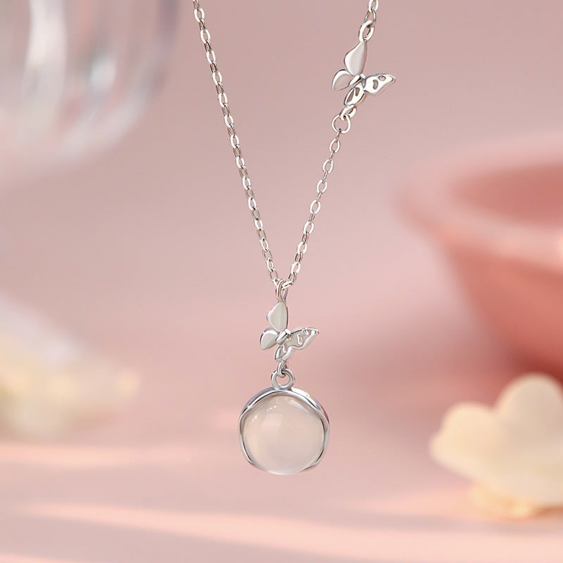 D廠【YC2043N】S999足銀蝴蝶玉髓項鍊高級輕奢小眾設計新款溫柔鎖骨鏈
 25.10-3