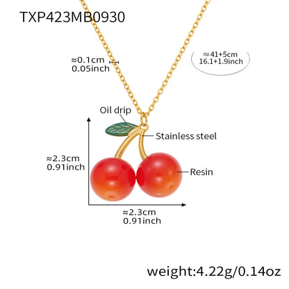 B廠【TXP423】 櫻桃項鍊潮趣水果耳環 ins網紅清新可愛少女時尚珠寶首飾
 25.10-2