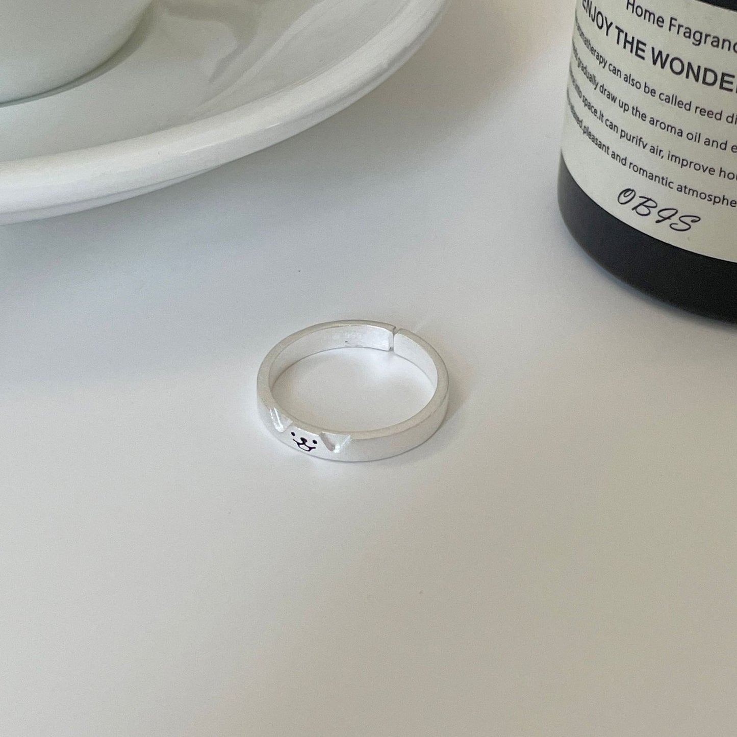 E廠【DQ8419R】S999純銀可愛小貓小狗情侶對戒男女個性疊戴戒指創意設計指環
 25.10-3