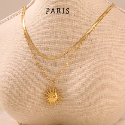 B廠【P1382】西太后項鍊太陽女神頭像吊墜不鏽鋼鏈條鍍18k真金百搭項鍊 25.05-3