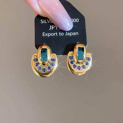 A廠【WE4914】18K真金電鍍925銀針鋯石橢圓形吊墜耳環宮廷風耳環輕奢高級感耳飾女
 25.10-4