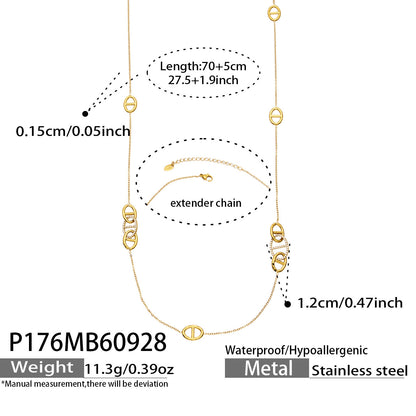 B廠【P066】 不鏽鋼鍍18K金豬鼻細鍊鑲鋯真空電鍍項鍊鎖骨鍊

 26.10-1