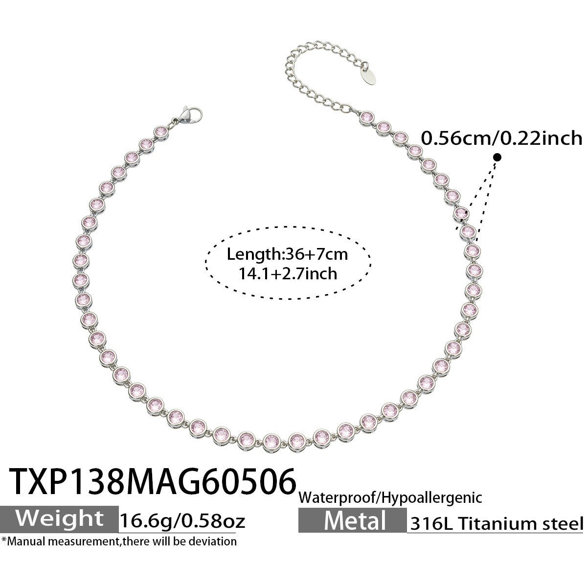B廠【TXP138】chic奢華5A圓彩鋯石拼接項鍊手鍊套組不鏽鋼鍍18k金精緻時尚飾品
 26.05-2