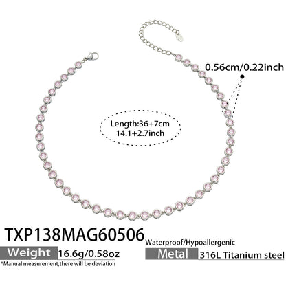 B廠【TXP138】chic奢華5A圓彩鋯石拼接項鍊手鍊套組不鏽鋼鍍18k金精緻時尚飾品
 26.05-2