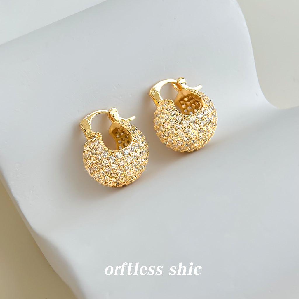 C廠【7059】厚鍍真金滿鋯石時尚通勤老錢風幾何圓豆豆新飾品
 25.11-2