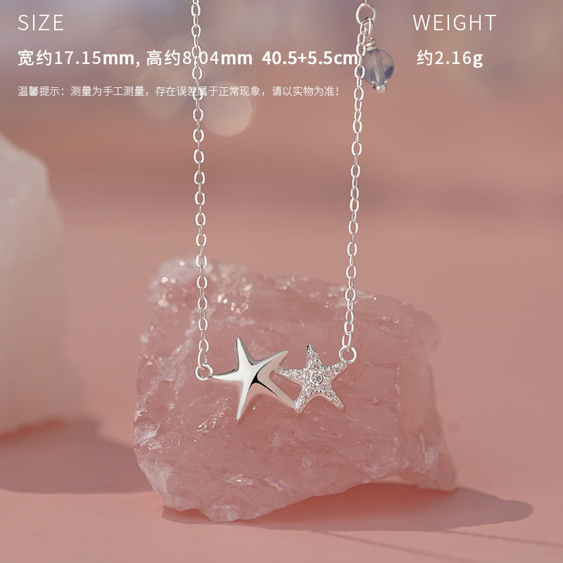 E廠【YC0395N】原創S999足銀海星之韻系列三件組清新夏季文藝精緻鎖骨鏈 25.04-3
