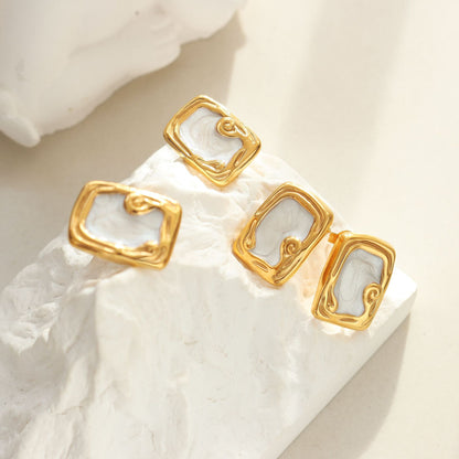 B廠【F079】法式輕奢感琺瑯彩釉耳環小眾ins跨境首飾不鏽鋼不掉色耳飾 25.03-4