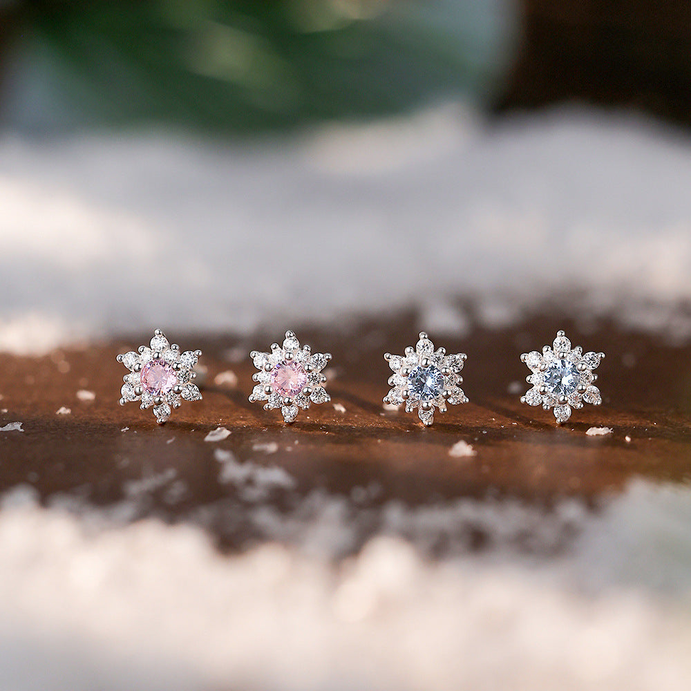 D廠【YC5733E】足銀S999雪花鋯石耳環韓風新款創意甜美風溫柔聖誕養耳洞耳飾
 25.12-3