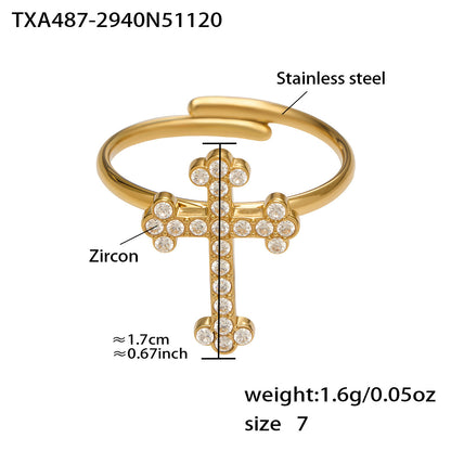 B廠【TXP487】超閃5A鋯石十字架吊墜項鍊手鍊耳環戒指首飾組不銹鋼
 25.12-1
