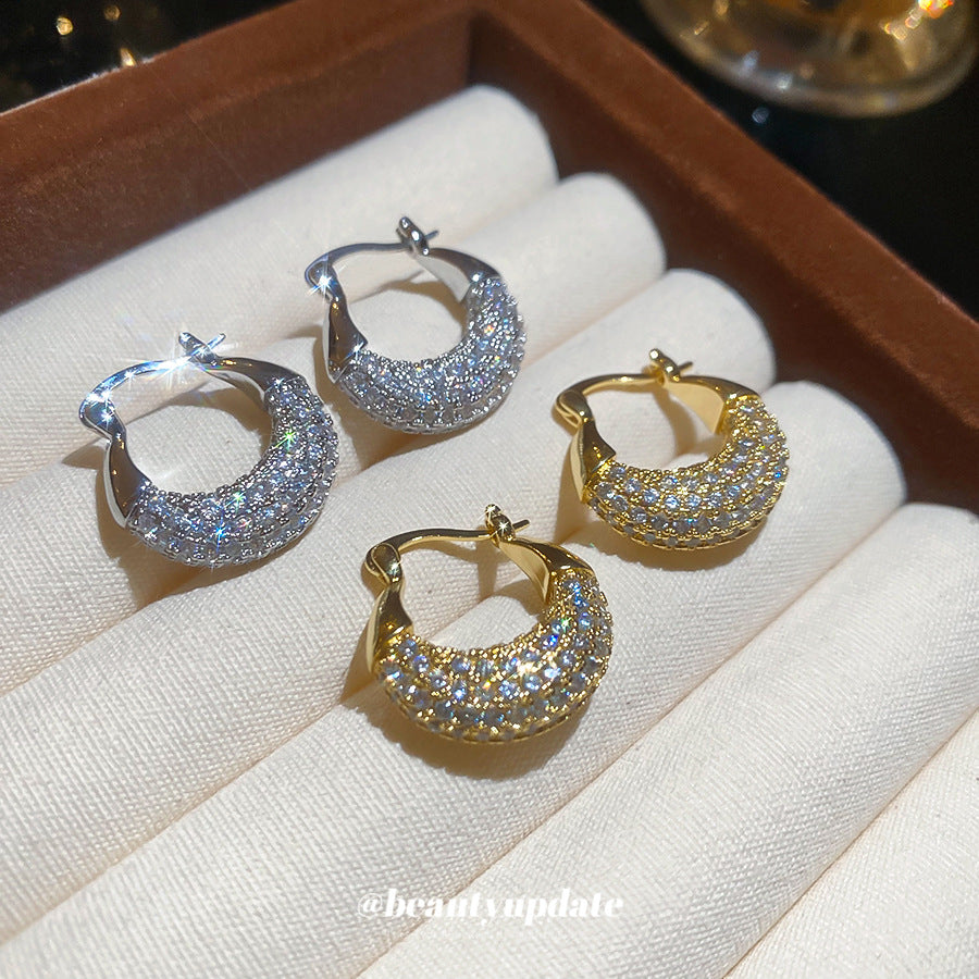 A廠【HE29251】韓國超閃鋯石圓形耳扣氣質日常通勤耳環輕奢高級感耳飾設計感小眾
 25.11-2