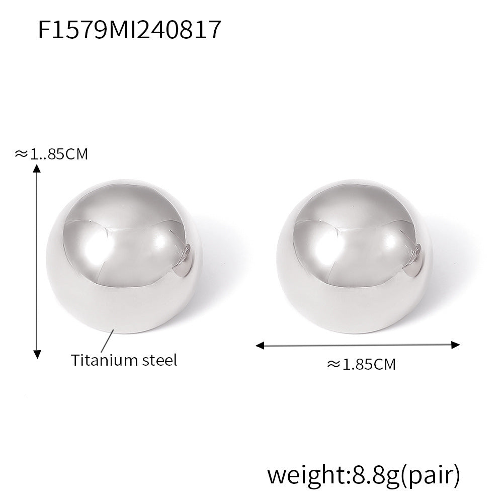 B廠【F1579】跨境時尚光面半圓形耳環簡約個性小眾耳飾鈦鋼鍍18K真金耳環 24.08-4