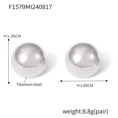 B廠【F1579】跨境時尚光面半圓形耳環簡約個性小眾耳飾鈦鋼鍍18K真金耳環 24.08-4