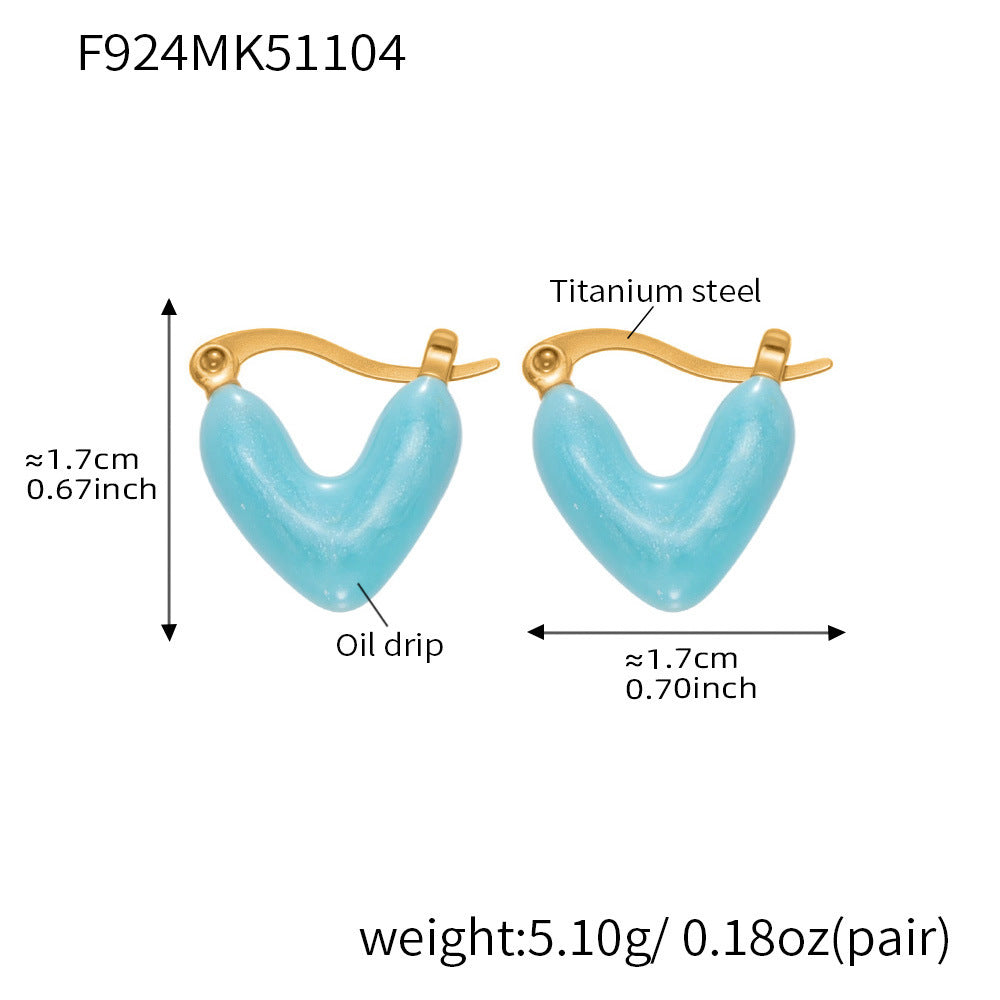 B廠【F924】ins跨境熱銷款不對稱滴油愛心耳環輕奢高質感耳扣鍍18k真金
 25.11-2