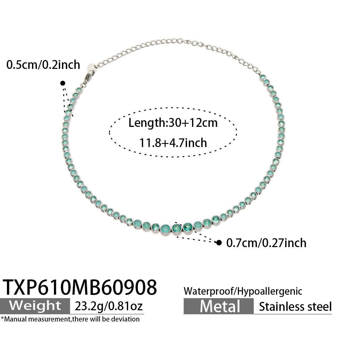B廠【TXP610】跨境歐美不銹鋼鍍金圓形鋯石項鍊高級感簡約手鍊耳環可疊戴飾品女
 26.09-3