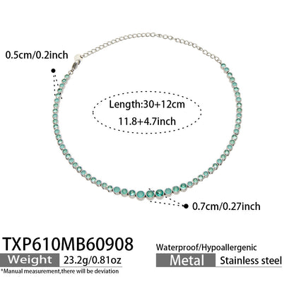 B廠【TXP610】跨境歐美不銹鋼鍍金圓形鋯石項鍊高級感簡約手鍊耳環可疊戴飾品女
 26.09-3