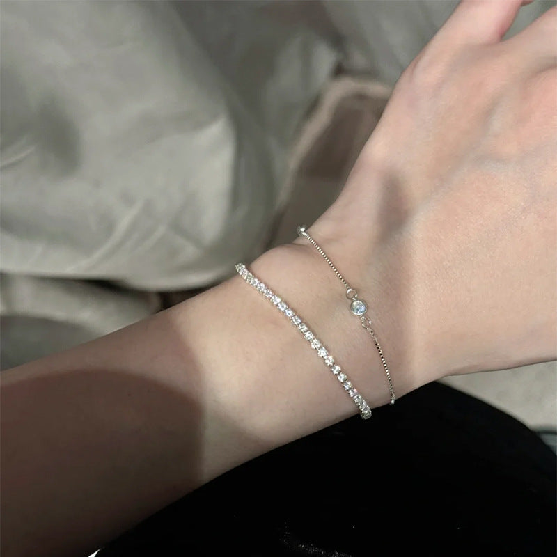 F廠【DQ0283S】S925純銀精緻小巧泡泡圓鑽手鍊女簡約時尚單鑽極細疊戴手飾潮 25.08-1