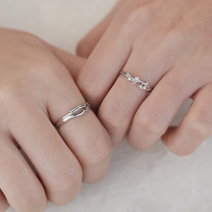 D廠【YC3131R】S999足銀優雅杏葉戒指情侶戒指秋冬氛圍感高級可調指環 25.02-2