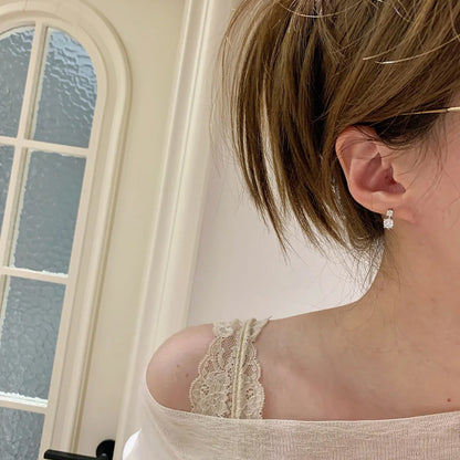 E廠【DQ11772E】S925純銀韓系清冷感爆閃雙鑽耳扣女氣質鑲鋯石耳環冷淡風耳飾
 26.01-1