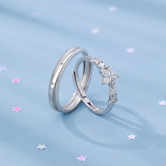 D廠【YC3441R】足銀S999星星情侶對戒氣質溫柔輕奢小眾甜美情人節送女友手飾
 26.02-1