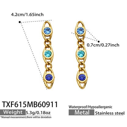 B廠【TXP615】歐美流行多巴胺高級感彩色鋯石不銹鋼手鍊項鍊不掉色時尚女鎖骨鏈
 26.09-3