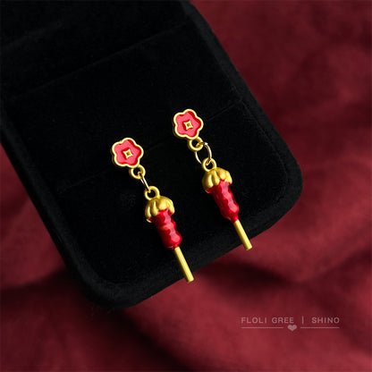A廠【7209】時尚高級感糖葫蘆串新款耳飾琺瑯滴釉新年紅色國潮耳環
 25.12-2