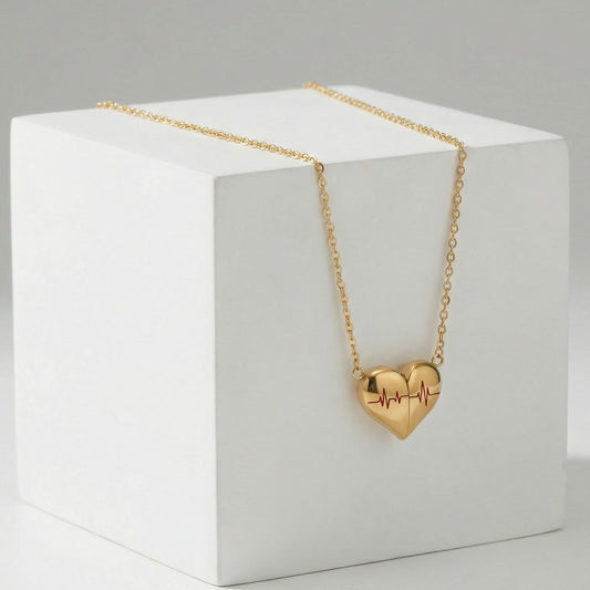 B廠【P024】歐美ins小眾設計愛心心電圖吊墜項鍊簡約輕奢跨國飾品不銹鋼材質
 26.02-1