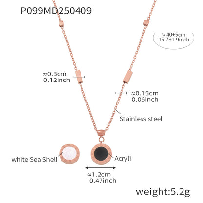 B廠【P099】歐美英文字母love羅馬數字黑白貝殼項鍊手鍊不鏽鋼18k鍍金 25.04-3