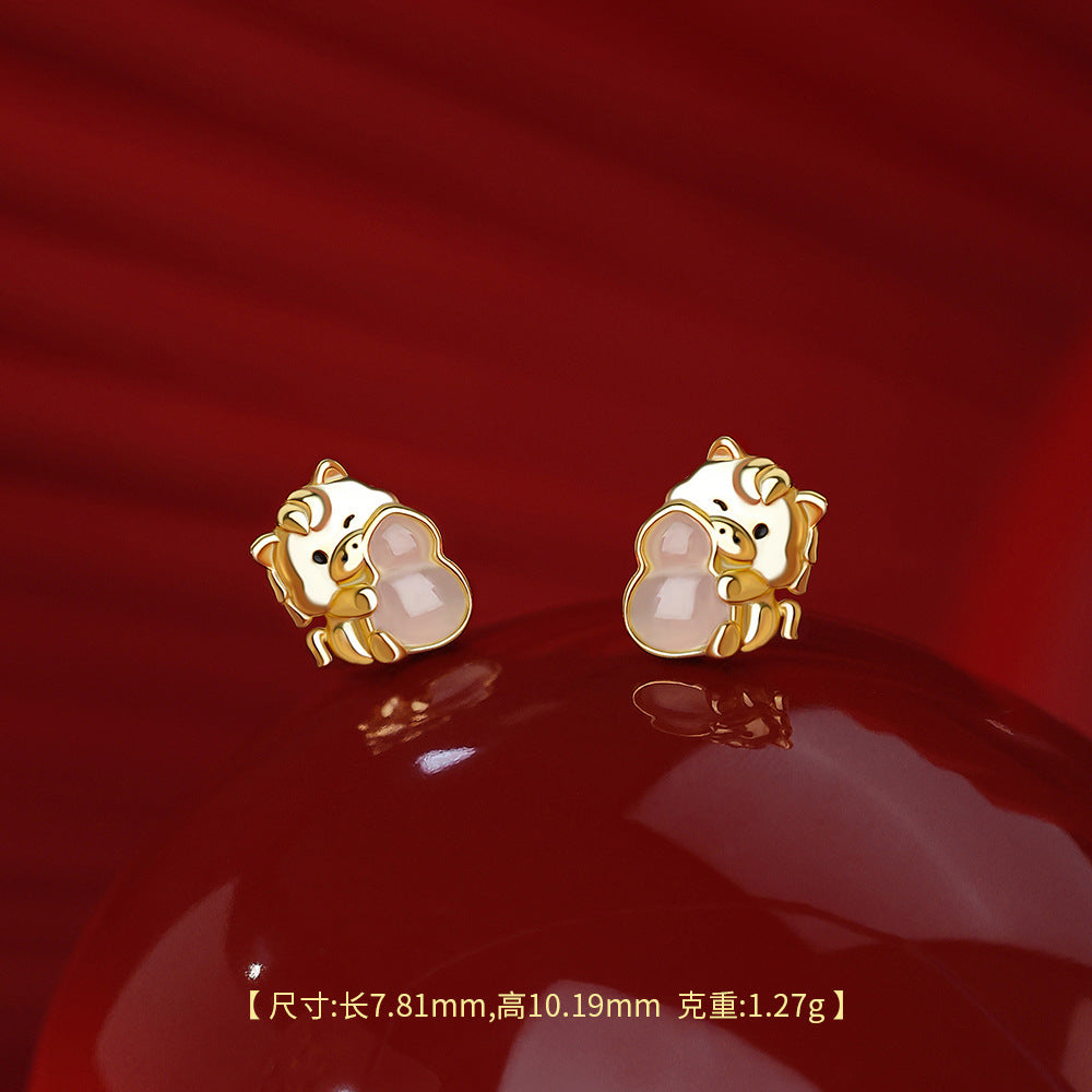 D廠【YC1013N】原創純銀S925葫蘆小馬項鍊生肖馬爾釘輕奢手鍊精緻本命年首飾
 25.12-3