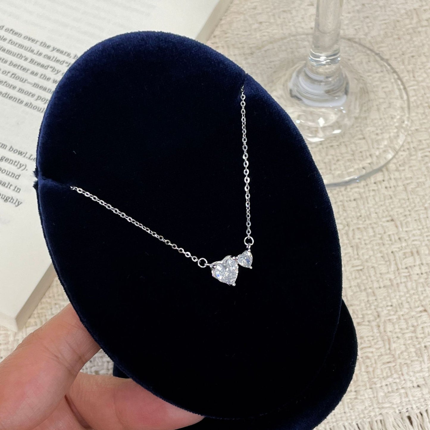 E廠【XDQ0549N】S925純銀爆閃心相依項鍊女高級感精緻愛心閃鋯甜美鎖骨鏈潮
 26.01-1