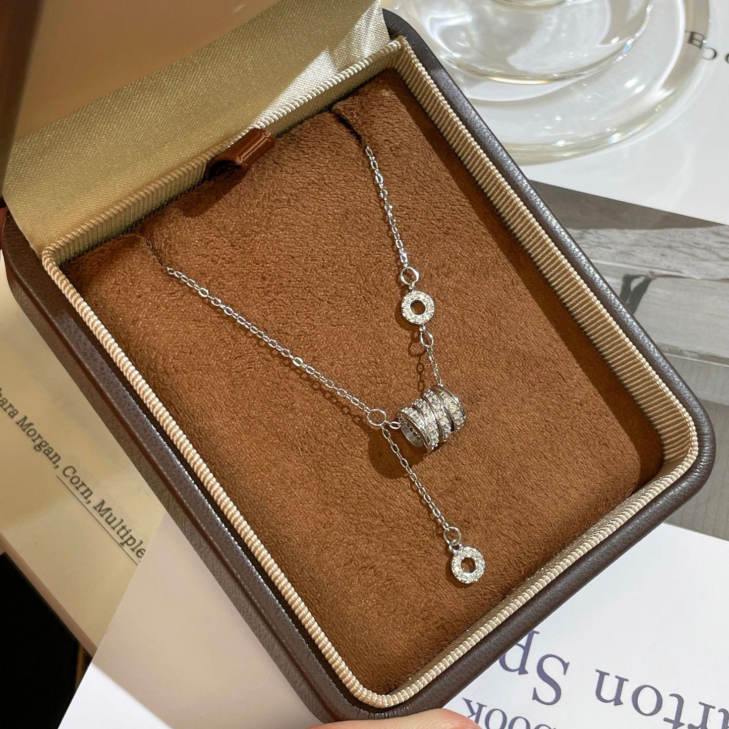 F廠【XDQ0029N】輕奢高級感S999純銀小蠻腰鑲鑽項鍊足銀鎖骨鏈甜美小眾毛衣鏈
 25.11-1