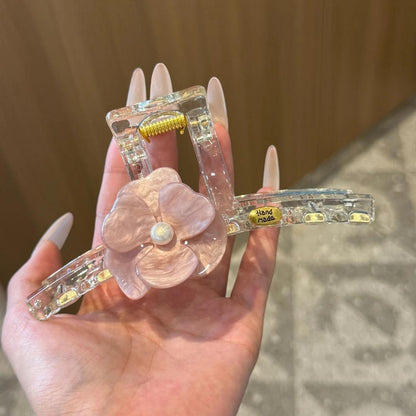 C廠【X640】氛圍感粉花朵珍珠抓夾女後腦勺鯊魚夾高級感夾2026新款大飾
 26.07-5