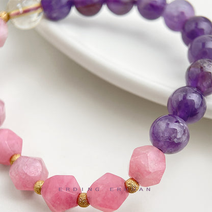 A廠【5849】個性風潮新中式天然石紫水晶薰衣草紫手鍊女原創設計手飾飾品 25.05-1