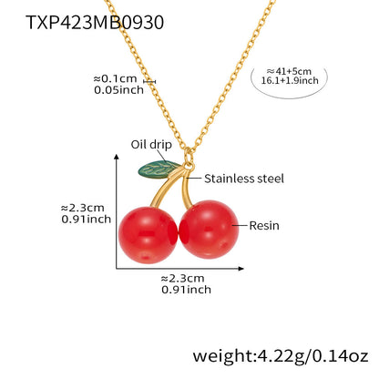 B廠【TXP423】 櫻桃項鍊潮趣水果耳環 ins網紅清新可愛少女時尚珠寶首飾
 25.10-2
