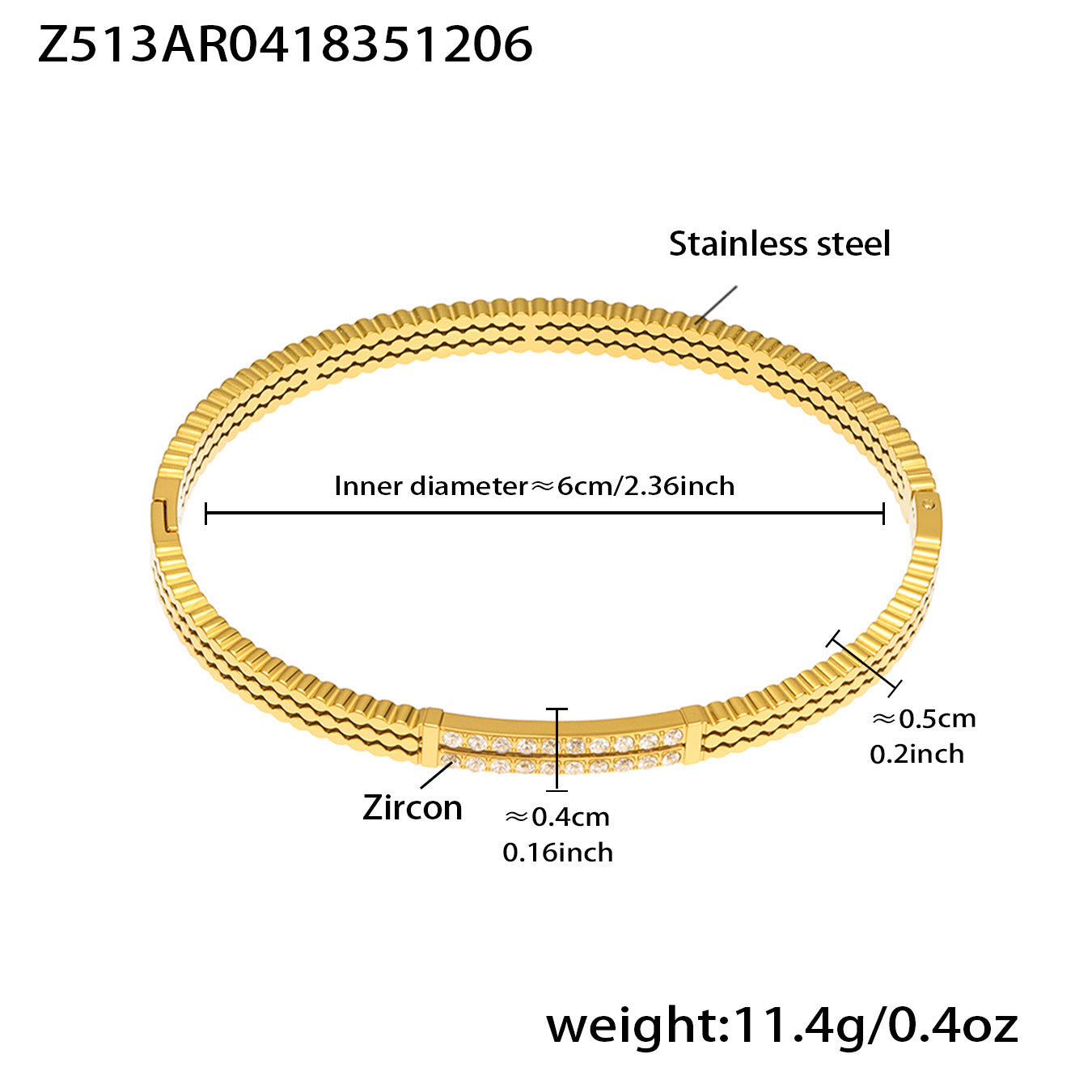 B廠【Z512】不鏽鋼單排鑽鋯石卡扣手鐲組合歐美時尚潮酷手飾鍍18k金不掉色
 25.12-2