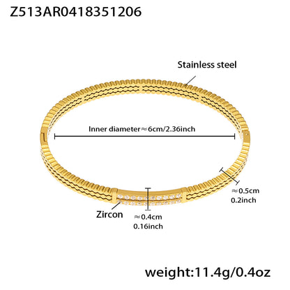 B廠【Z512】不鏽鋼單排鑽鋯石卡扣手鐲組合歐美時尚潮酷手飾鍍18k金不掉色
 25.12-2