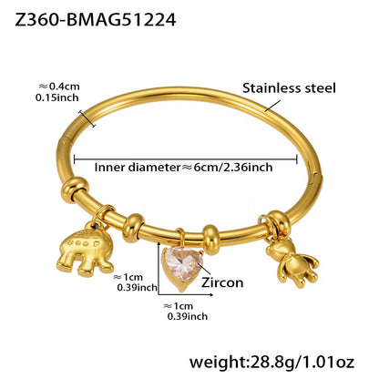B廠【Z086】不鏽鋼5A鋯石幾何形手鐲鍍18k真金多手環組合 跨國時尚百搭首飾
 26.01-1