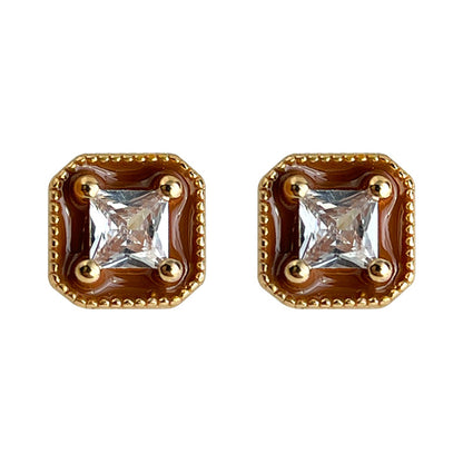 A廠【7112】迷你版~鋯石幾何方形925銀針小耳環日常通勤睡覺不用摘耳飾女
 25.11-3