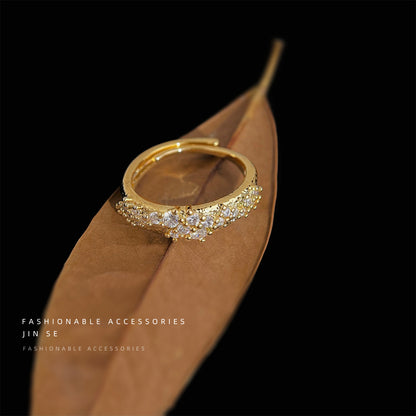 A廠【5422】中古vintage鋯石麥穗開口戒指女小眾百搭戒指復古輕奢高級感手飾 25.01-3