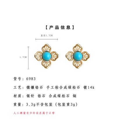 A廠【6983】時尚高級感鏤空蕾絲花邊幾何花瓣耳環925銀針新款爆款耳飾女
 25.10-5