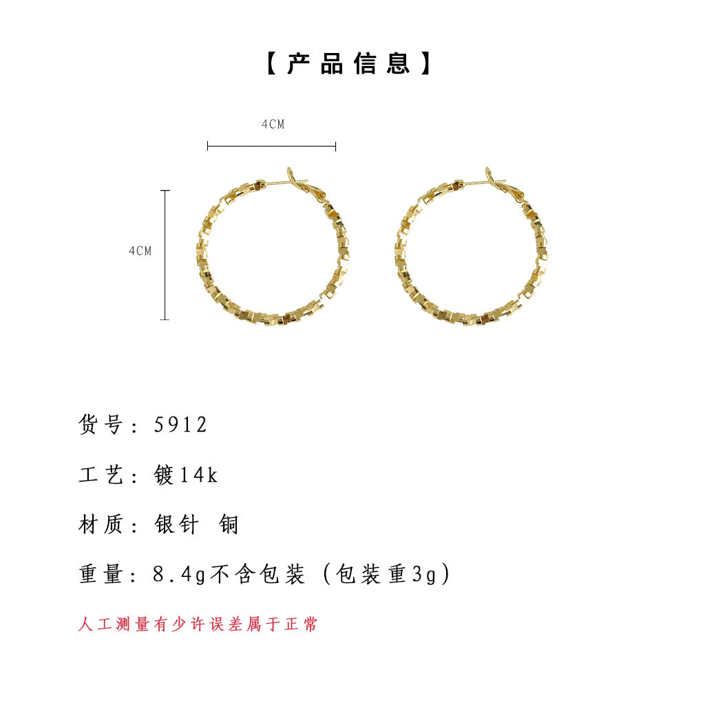 C廠【5912】歐美復古金屬圓圈耳環網紅氣質小眾設計感耳圈新款潮洋氣耳飾 25.05-1