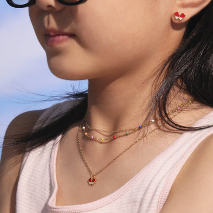 B廠【TXP260】歐美不銹鋼小蝴蝶滴油兒童飾品套裝耳環戒指手鍊項鍊不掉色 25.05-5