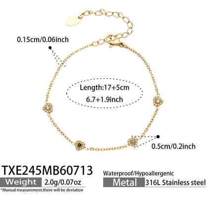 B廠【TXP245】歐美新款不銹鋼鍍18k金 多巴胺系列滿鋯石愛心吊墜項鍊手鍊女飾品
 26.07-4