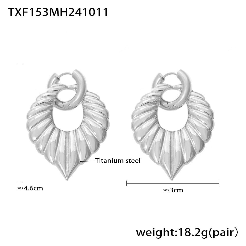 B廠【TXP153】飾品羅馬紋大愛心黏水鑽項鍊耳環鈦鋼材質鍍18k金首飾套裝 24.10-4