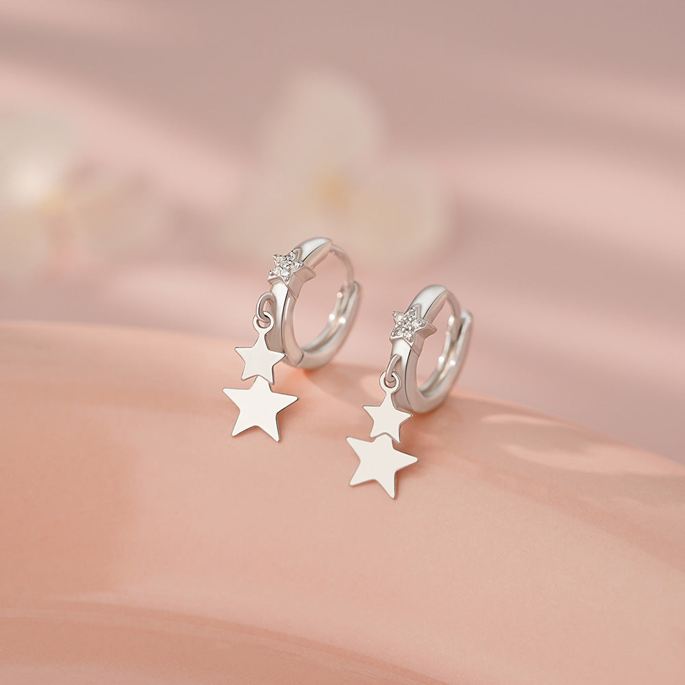 D廠【YC2537E】S999足銀輕奢五角星耳扣女個性時尚百搭氛圍感高級感精緻耳環
 26.03-2