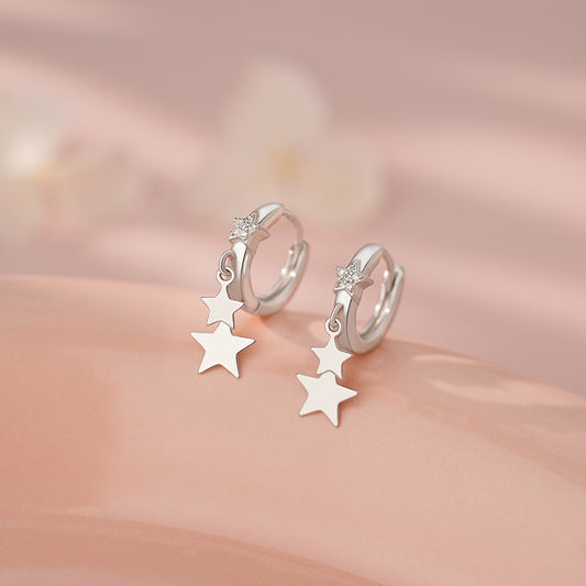 D廠【YC2537E】S999足銀輕奢五角星耳扣女個性時尚百搭氛圍感高級感精緻耳環
 26.03-2
