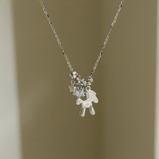 E廠【XDQ0282N】925純銀星野小馬項鍊女小眾設計感本命年鎖骨鍊馬年新款
 25.12-2