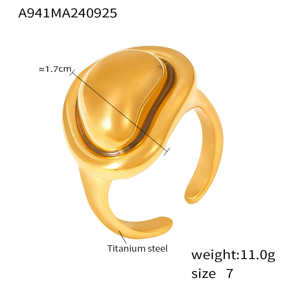 B廠【A941】INS法式新款小金豆戒指鈦鋼鍍18K金開口鑄造網紅熱銷款可調式戒飾 24.10-1