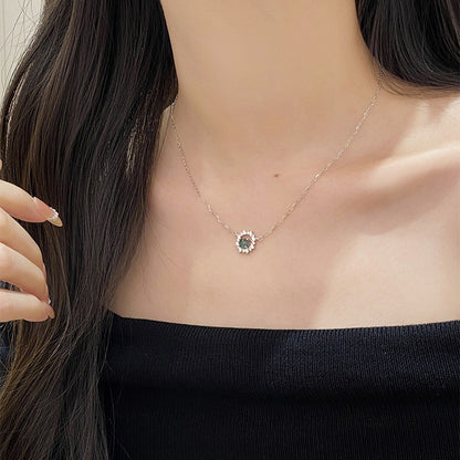 E廠【DQ0685N】新中式簡約天然翡翠項鍊女S925純銀蕾絲圍鑲鋯石鎖骨鏈潮 25.07-2